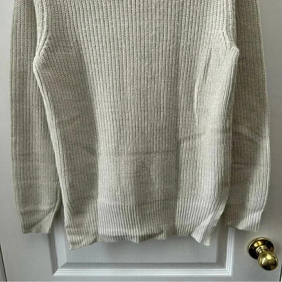 Devoted Sweater Lace Front Keyhole Neckline High Low Hem Light Beige Small - Picture 10 of 16